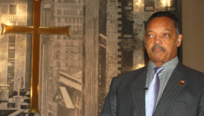 The Rev Jesse Jackson pauses during an address to black activists, ...