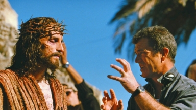Mel Gibson with Jim Caviezel in The Passion of the Christ