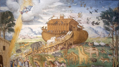 Noahs Ark painted in the church of San Maurizio al Monastero Maggiore, Milan church of early Christian origin, Italy