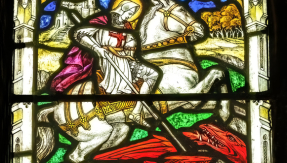 Saint George, St George, St George Dragon Stained Glass St Petrox Church Dartmouth England