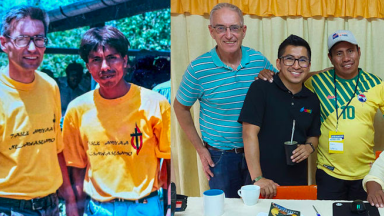 Tim Curtis with translation teams over the years