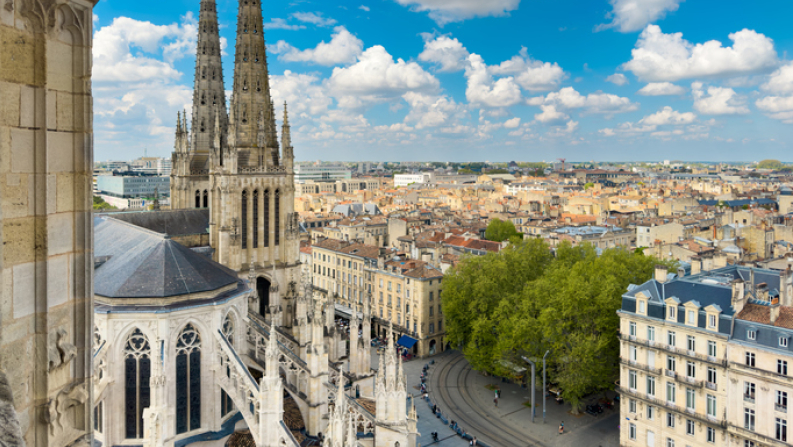Bordeaux city with St Andrew Cathedral, France