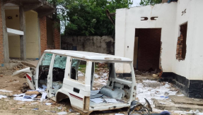 Wreckage following an attack in the DRC.