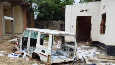 Wreckage following an attack in the DRC.