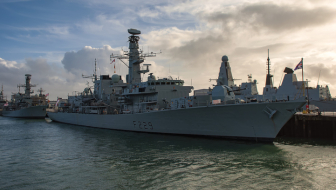 Royal Navy, The Royal Navy Frigate HMS Lancaster (F229) moored in Portsmouth, UK, defence, military, navy