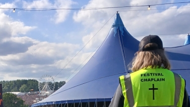 A festival chaplain at Download.