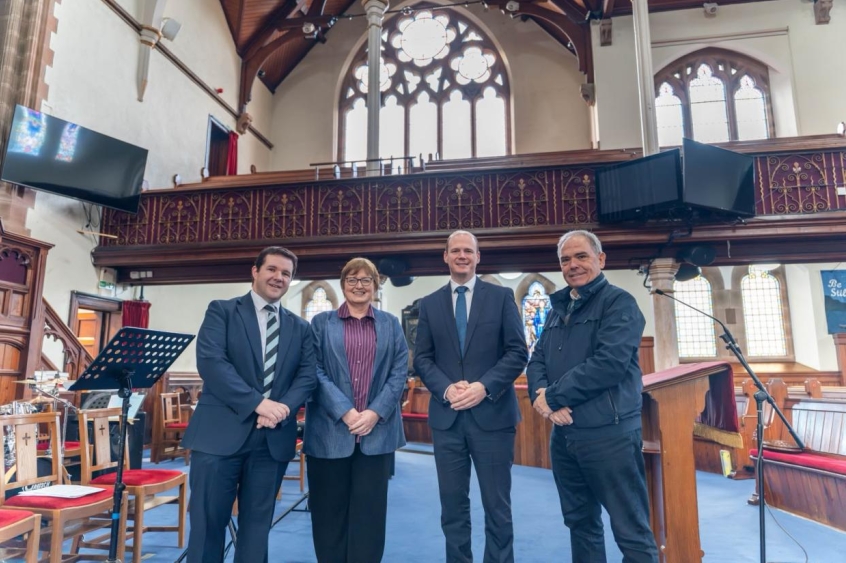 Communities Minister Gordon Lyons pictured at Bloomfield Presbyterian Church in Belfast