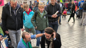 Christians hold baptism service in Trafalgar Square as part of Extinction Rebellion