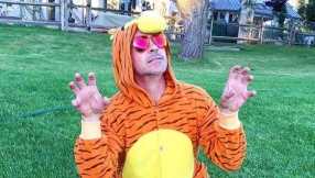 Tony Stark, aka Iron Man, becomes Tigger as Robert Downey Jr. cheers up ailing kid