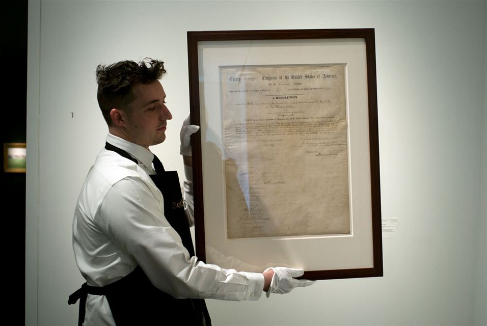 Emancipation Proclamation and 13th Amendment, signed by Abraham Lincoln ...